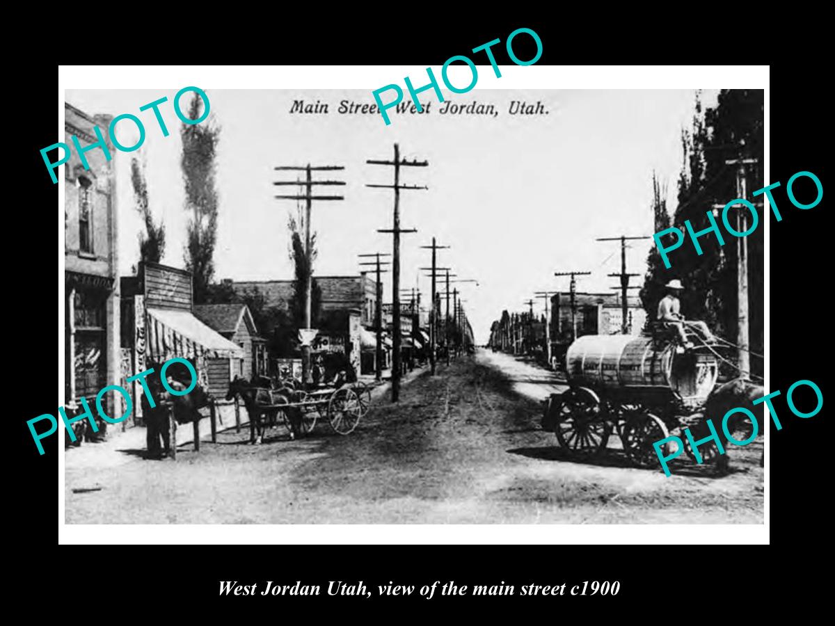 OLD LARGE HISTORIC PHOTO OF WEST JORDAN UTAH, VIEW OF THE MAIN STREET c1900