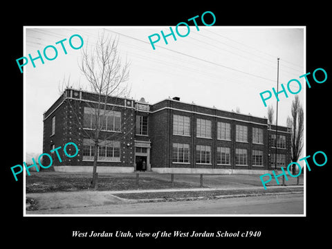 OLD LARGE HISTORIC PHOTO OF WEST JORDAN UTAH, VIEW OF WEST JORDAN SCHOOL c1940