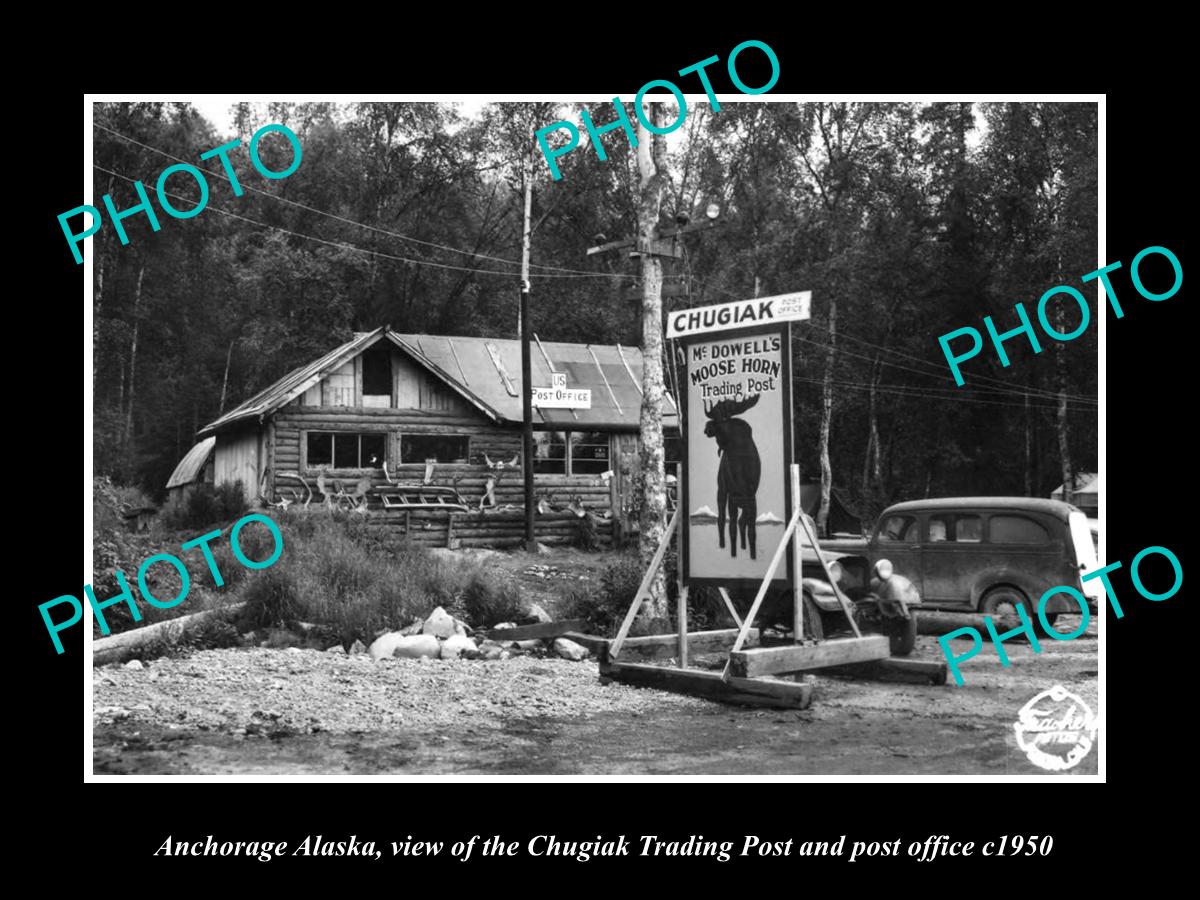 OLD LARGE HISTORIC PHOTO OF ACHORAGE ALASKA, THE CHUGIAK TRADING POST ...