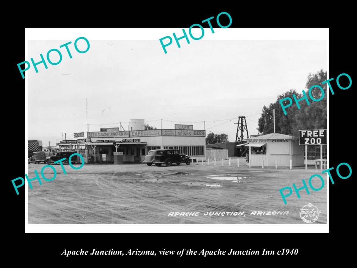 OLD LARGE HISTORIC PHOTO OF APACHE JUNCTION ARIZONA, APACHE JUNCTION INN c1940