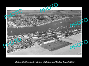 OLD LARGE HISTORIC PHOTO OF BALBOA CALIFORNIA, AERIAL VIEW OF BEACH & Is c1950