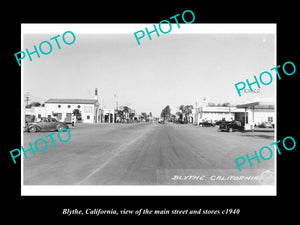 OLD LARGE HISTORIC PHOTO OF BLYTH CALIFORNIA, THE MAIN STREET & STORES c1940