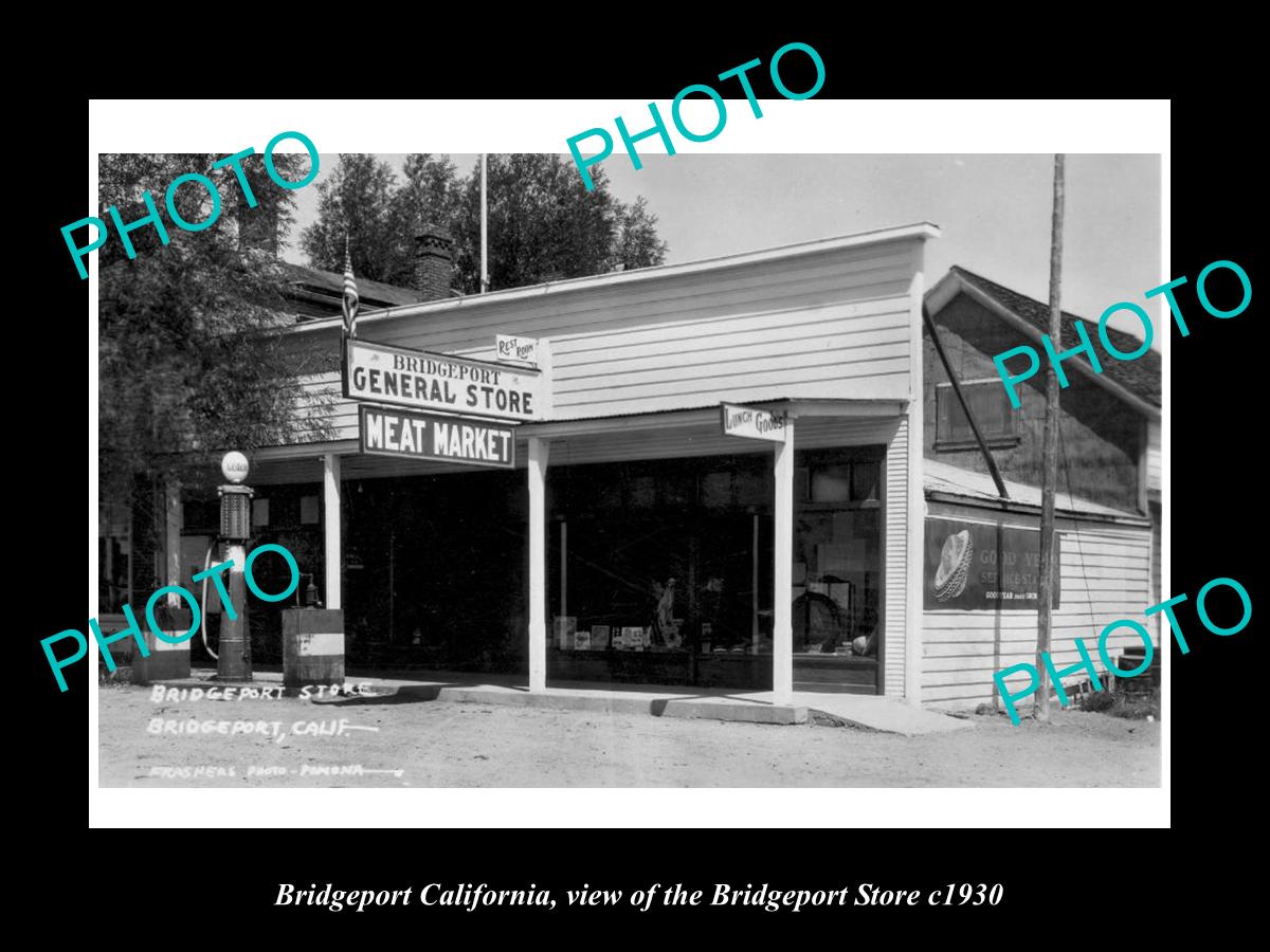 OLD LARGE HISTORIC PHOTO OF BRIDGEPORT CALIFORNIA, THE BRIDGEPORT STORE c1930