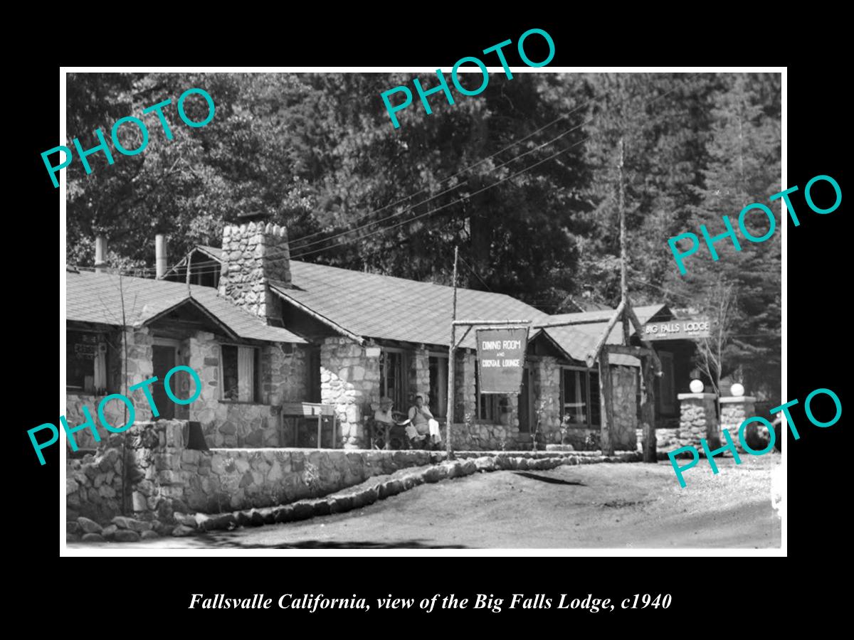 OLD LARGE HISTORIC PHOTO OF FALLSVALLE CALIFORNIA, THE BIG FALLS LODGE c1940