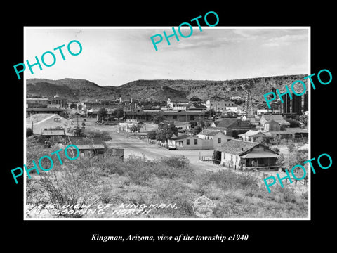 OLD LARGE HISTORIC PHOTO OF KINGMAN ARIZONA, VIEW OF THE TOWN c1940