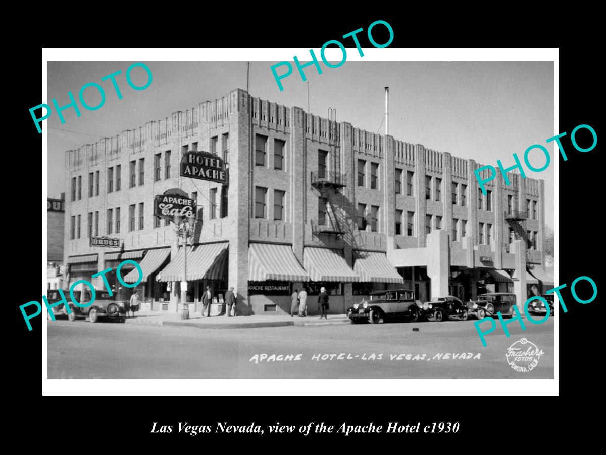 OLD LARGE HISTORIC PHOTO OF LAS VEGAS NEVADA, VIEW OF THE APACHE HOTEL c1930