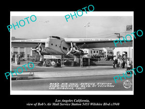 OLD HISTORIC PHOTO OF LOS ANGELES CALIFORNIA, BOBS AIR MAIL GAS STATION c1940