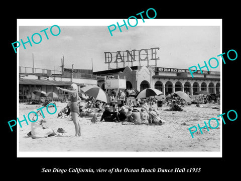 OLD LARGE HISTORIC PHOTO OF SAN DIEGO CALIFORNIA, OCEAN BEACH DANCE HALL c1935