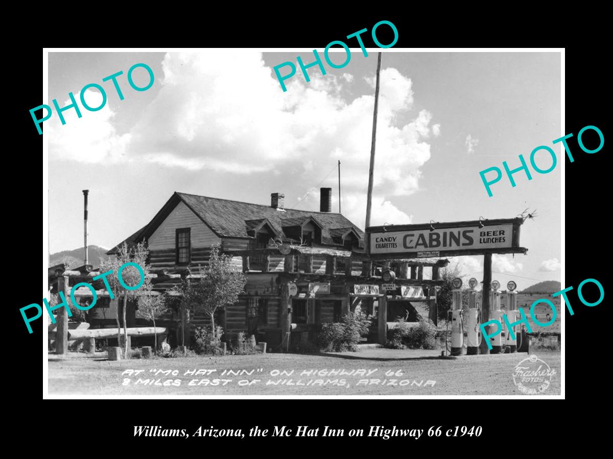 OLD LARGE HISTORIC PHOTO OF WILLIAMS ARIZONA, VIEW OF THE McHAT INN c1940