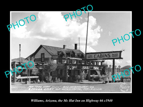 OLD LARGE HISTORIC PHOTO OF WILLIAMS ARIZONA, VIEW OF THE McHAT INN c1940