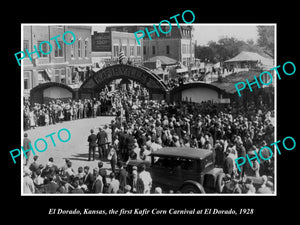 OLD LARGE HISTORIC PHOTO OF EL DORADO KANSAS, THE KAFIR CORN CARNIVAL 1928