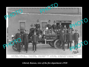 OLD LARGE HISTORIC PHOTO OF LIBERAL KANSAS, THE FIRE DEPARTMENT CREW c1920