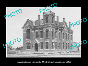 OLD LARGE HISTORIC PHOTO OF MEADE KANSAS, THE MEADE COUNTY COURT HOUSE c1910