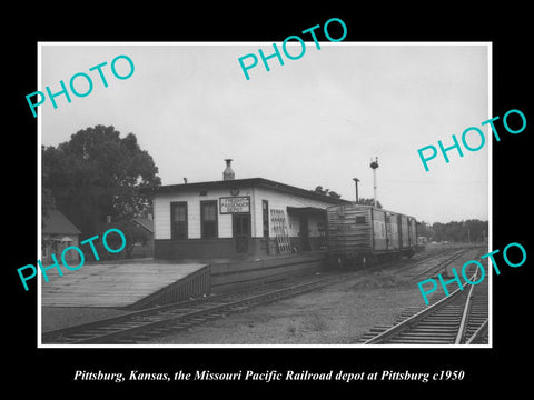 OLD LARGE HISTORIC PHOTO OF PITTSBURG KANSAS, THE MISSOURI RAILROAD DEPOT c1950