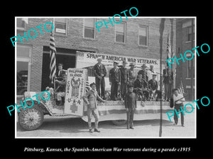 OLD LARGE HISTORIC PHOTO OF PITTSBURG KANSAS, THE SPANISH AMERICAN WAR VETS 1915