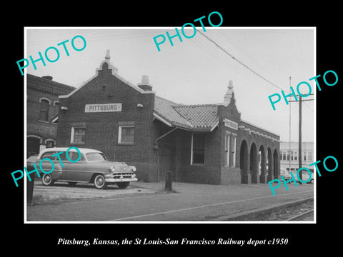 OLD LARGE HISTORIC PHOTO OF PITTSBURG KANSAS, THE St LOUIS RAILROAD DEPOT c1950