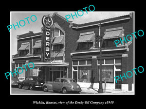 OLD LARGE HISTORIC PHOTO OF WICHITA KANSAS, THE DERBY OIL Co BUILDING c1940