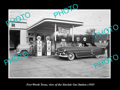 OLD LARGE HISTORIC PHOTO OF FORT WORTH TEXAS, THE SINCLAIR SERVICE STATION c1945