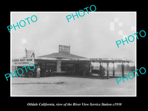 OLD LARGE HISTORIC PHOTO OF OILDALE CALIFORNIA, RIVER VIEW SERVICE STATION c1930