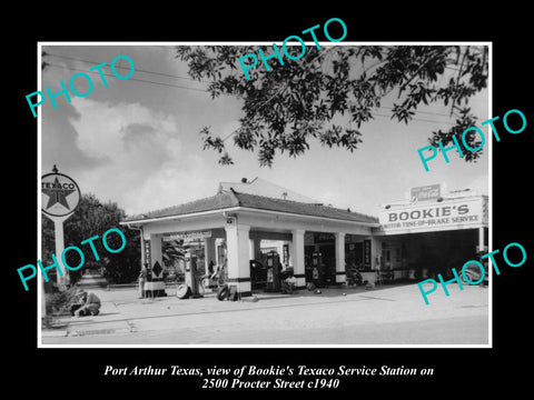 OLD LARGE HISTORIC PHOTO OF PORT ARTHUR TEXAS, THE TEXACO SERVICE STATION c1940