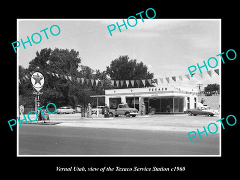 OLD LARGE HISTORIC PHOTO OF VERNAL UTAH, THE TEXACO SERVICE STATION c1960