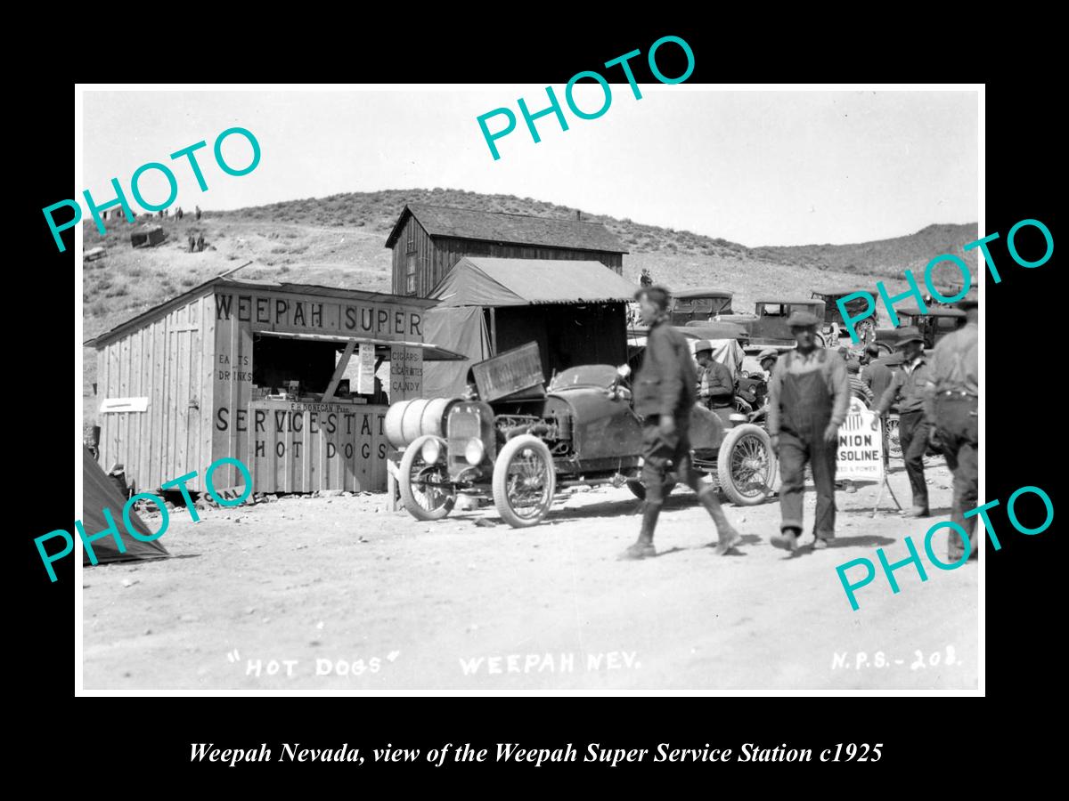 OLD LARGE HISTORIC PHOTO OF WEEPAH NEVADA, THE SUPER SERVICE STATION c1925