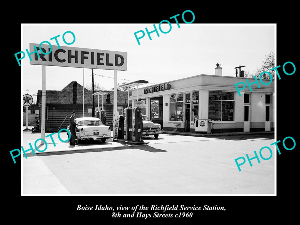 OLD LARGE HISTORIC PHOTO OF BOISE IDAHO, THE RICHFIELD SERVICE STATION c1960