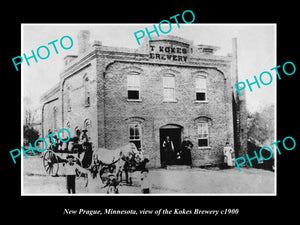 OLD LARGE HISTORIC PHOTO OF NEW PRAGUE MINNESOTA, THE KOKES BREWERY c1900