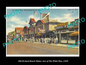 OLD LARGE HISTORIC PHOTO OF OLD ORCHARD BEACH MAINE, THE WHITE WAY c1930