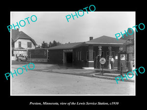 OLD LARGE HISTORIC PHOTO OF PRESTON MINNESOTA, THE MOBIL SERVICE STATION c1930