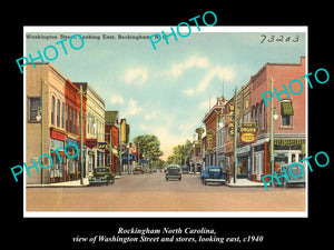 OLD LARGE HISTORIC PHOTO OF ROCKINGHAM NORTH CAROLINA, WASHINGTON St VIEW c1940