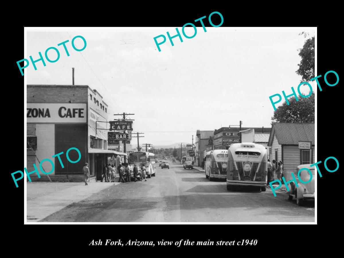 OLD LARGE HISTORIC PHOTO OF ASH FORK ARIZONA, VIEW OF THE MAIN STREET c1940 1