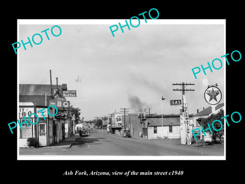 OLD LARGE HISTORIC PHOTO OF ASH FORK ARIZONA, VIEW OF THE MAIN STREET c1940 2