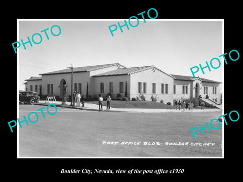 OLD LARGE HISTORIC PHOTO OF BOULDER CITY NEVADA, VIEW OF THE POST OFFICE c1930