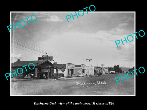 OLD LARGE HISTORIC PHOTO OF DUCHESNE UTAH, THE MAIN STREET & STORES c1920