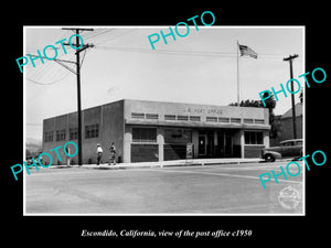 OLD LARGE HISTORIC PHOTO OF ESCONDIDO CALIFORNIA, VIEW OF THE POST OFFICE c1950