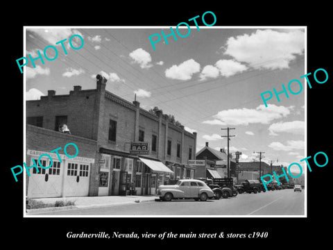 OLD LARGE HISTORIC PHOTO OF GARDNERVILLE NEVADA, THE MAIN St & STORES c1940