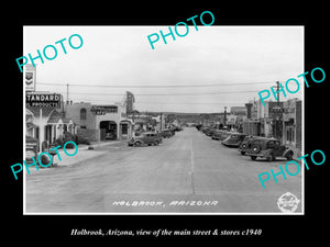 OLD LARGE HISTORIC PHOTO OF HOLBROOK ARIZONA, THE MAIN STREET & STORES c1940