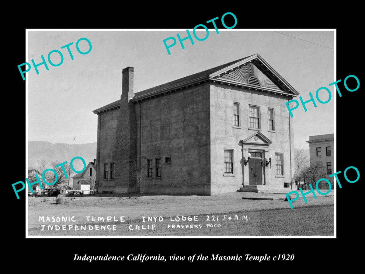 OLD LARGE HISTORIC PHOTO OF INDEPENDENCE CALIFORNIA, THE MASONIC TEMPLE c1920