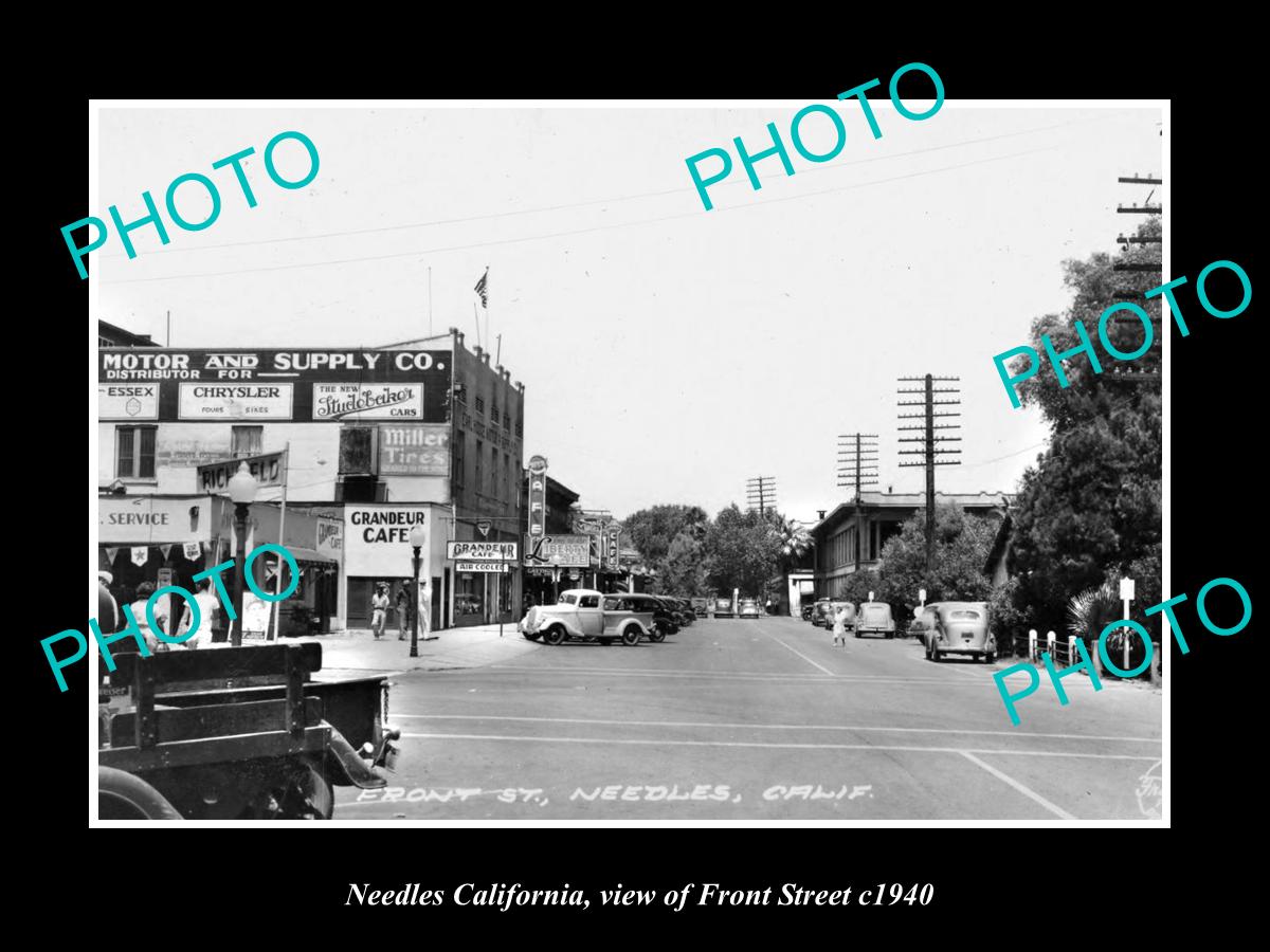 OLD LARGE HISTORIC PHOTO OF NEEDLES CALIFORNIA, VIEW OF FRONT STREET c1940