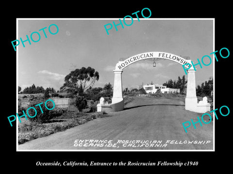 OLD LARGE HISTORIC PHOTO OF OCEANSIDE CALIFORNIA THE ROSICRUCIAN FELLOWSHIP 1940