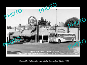 OLD LARGE HISTORIC PHOTO OF VICTORVILLE CALIFORNIA, THE GREEN SPOT CAFE c1940