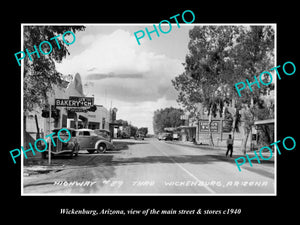 OLD LARGE HISTORIC PHOTO OF WICKENBURG ARIZONA, THE MAIN STREET & STORES c1940