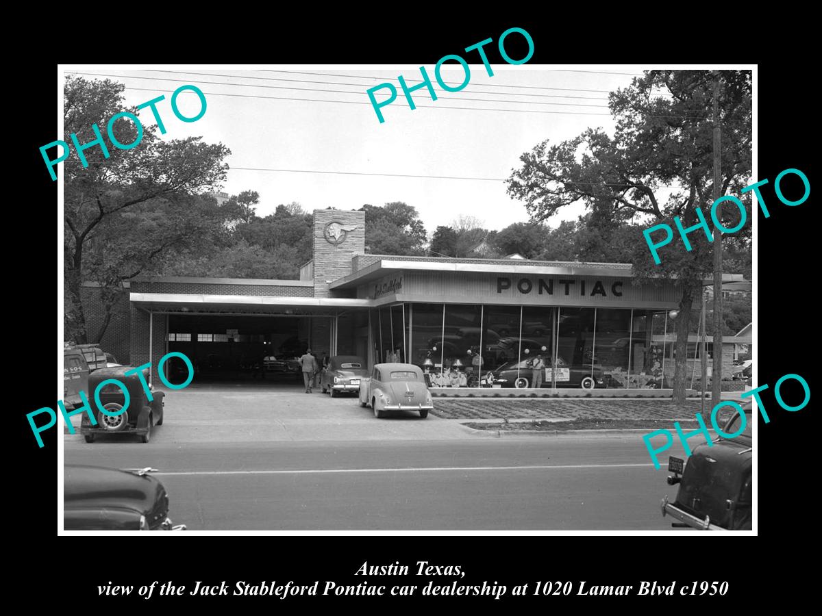 OLD LARGE HISTORIC PHOTO OF AUSTIN TEXAS, THE PONTIAC CAR DEALERSHIP c1950