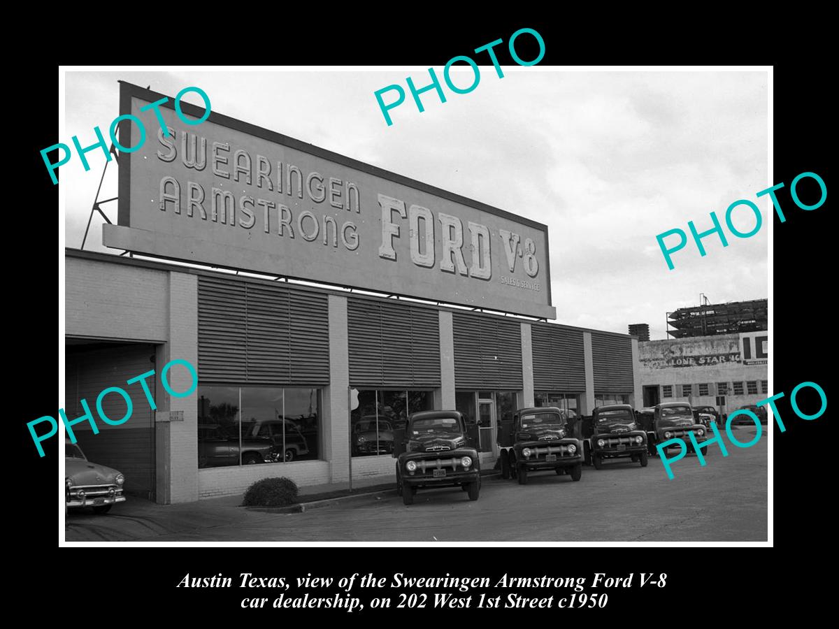 OLD LARGE HISTORIC PHOTO OF AUSTIN TEXAS, THE S/A FORD CAR DEALERSHIP c1950