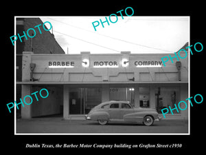 OLD LARGE HISTORIC PHOTO OF DUBLIN TEXAS, THE BARBEE MOTOR COMPANY c1950