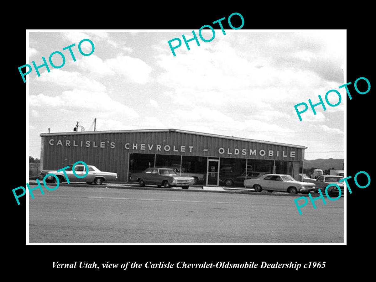 OLD LARGE HISTORIC PHOTO OF VERNAL UTAH, THE CHEVROLET & OLDSMOBILE STORE c1965