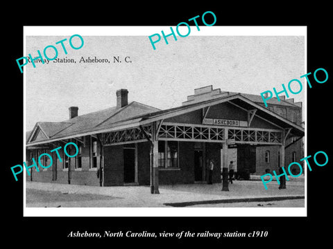 OLD LARGE HISTORIC PHOTO OF ASHEBORO NORTH CAROLINA, THE RAILROAD STATION c1910