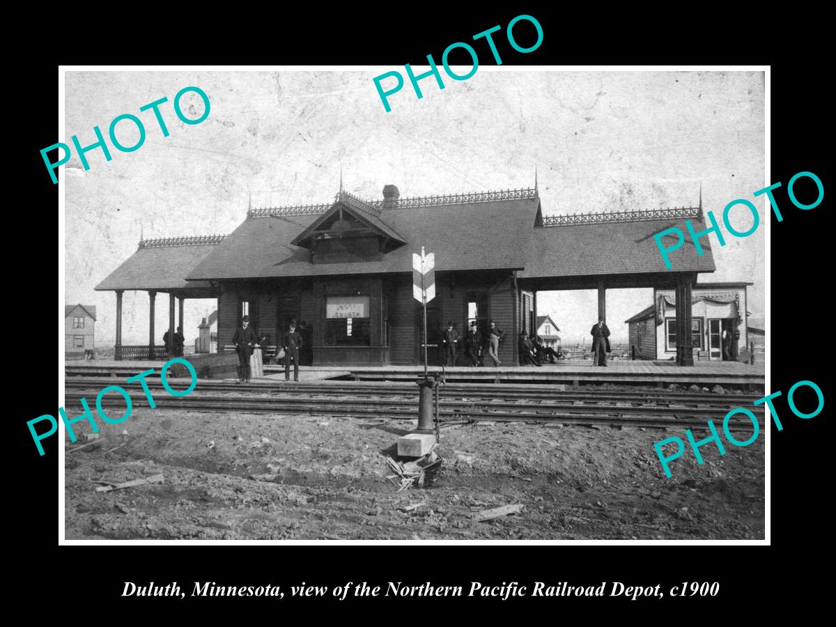 OLD LARGE HISTORIC PHOTO OF DULUTH MINNESOTA, VIEW OF THE RAILROAD STATION c1900