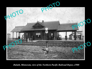 OLD LARGE HISTORIC PHOTO OF DULUTH MINNESOTA, VIEW OF THE RAILROAD STATION c1900